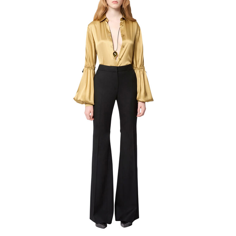 Flared Wool Gabardine Pants With Bow Details image number null