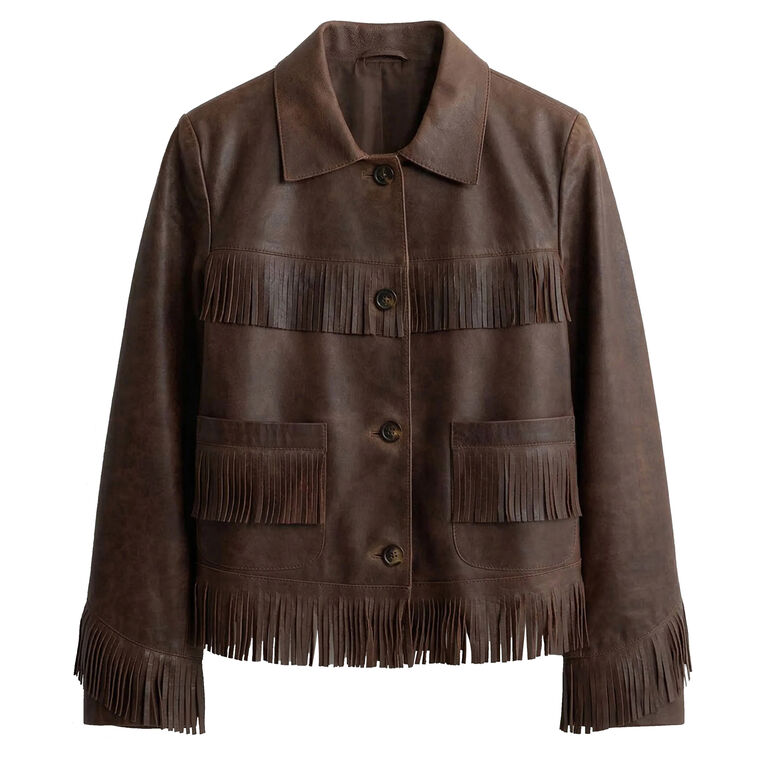 Lazare Fringe Leather Jacket image number null