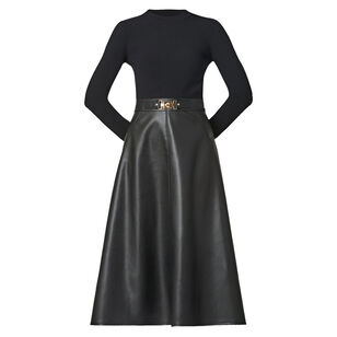 Paige Long Sleeve Mixed Media Midi Dress