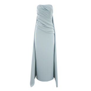 Strapless Side Drape Gown With Back Ties