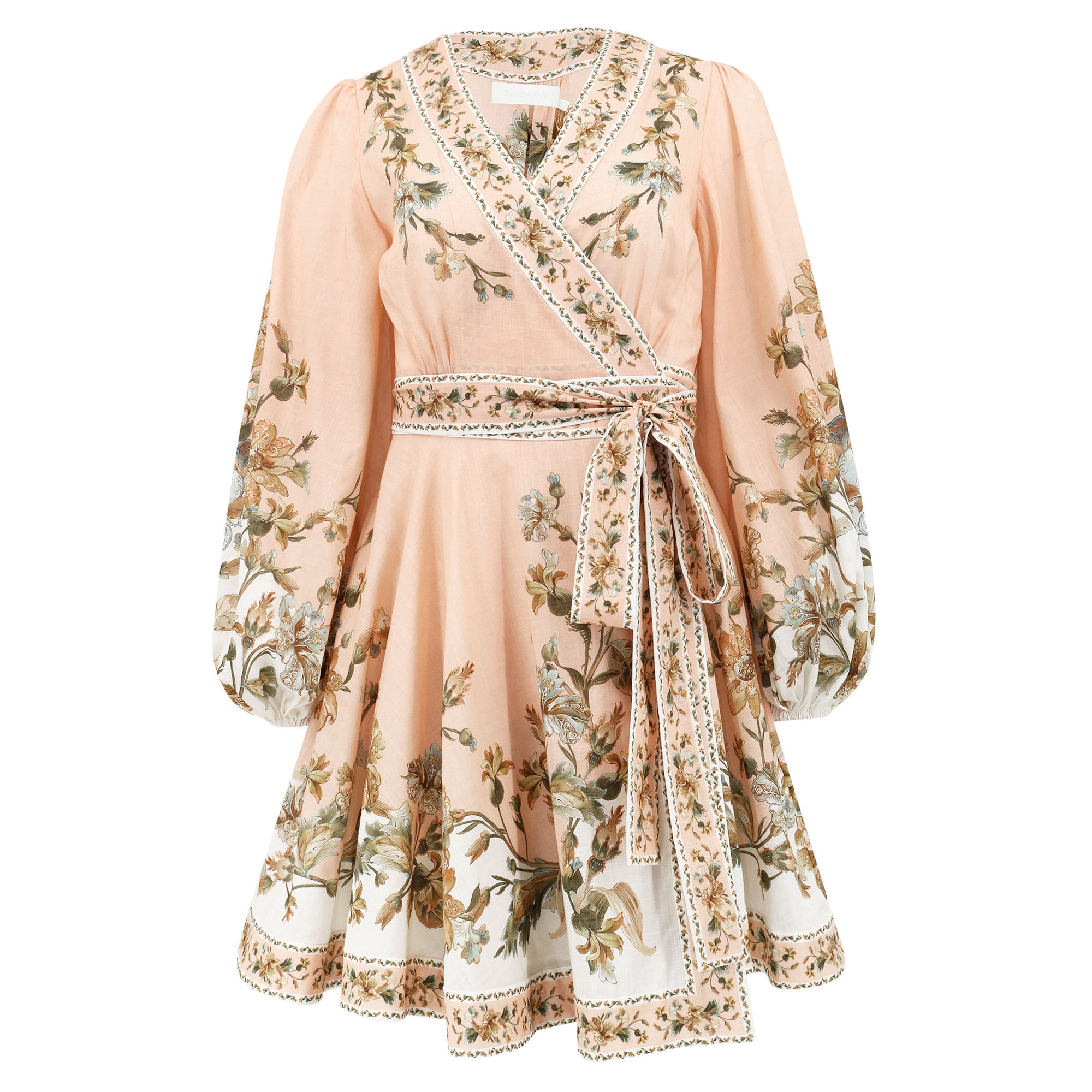 ワンピース Zimmermann FW25 Zimmermann Dresses (5147DSS253 LBPFL) Ascension Plunge linen short dress ZIMMERMANN - Nugnes1920