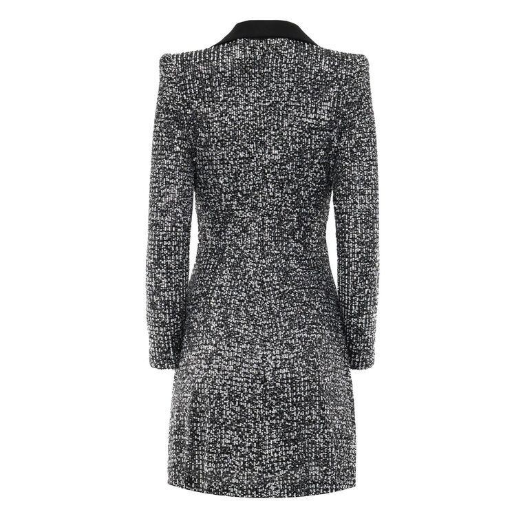 Sequined Tweed Pattern Polo Dress image number null