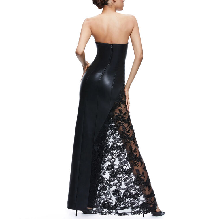 Retha Vegan Leather Lace Maxi Dress image number null