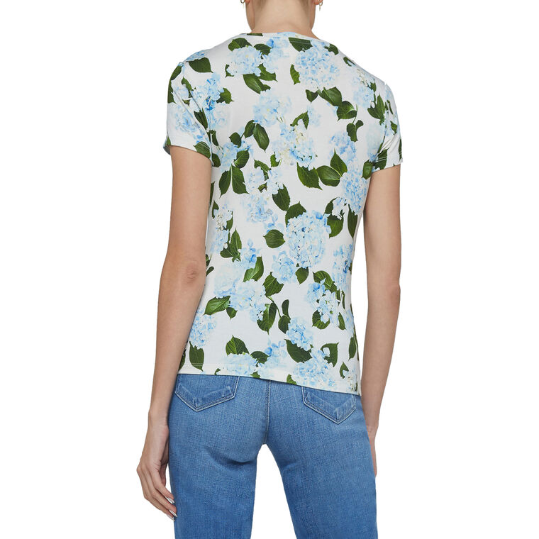 Ressi Short Sleeve Fitted Crew Neck Tee With Hydrangea Print image number null