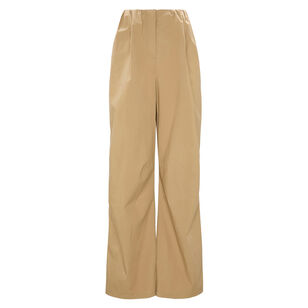Poplin Power Pleated Wide-Leg Pants