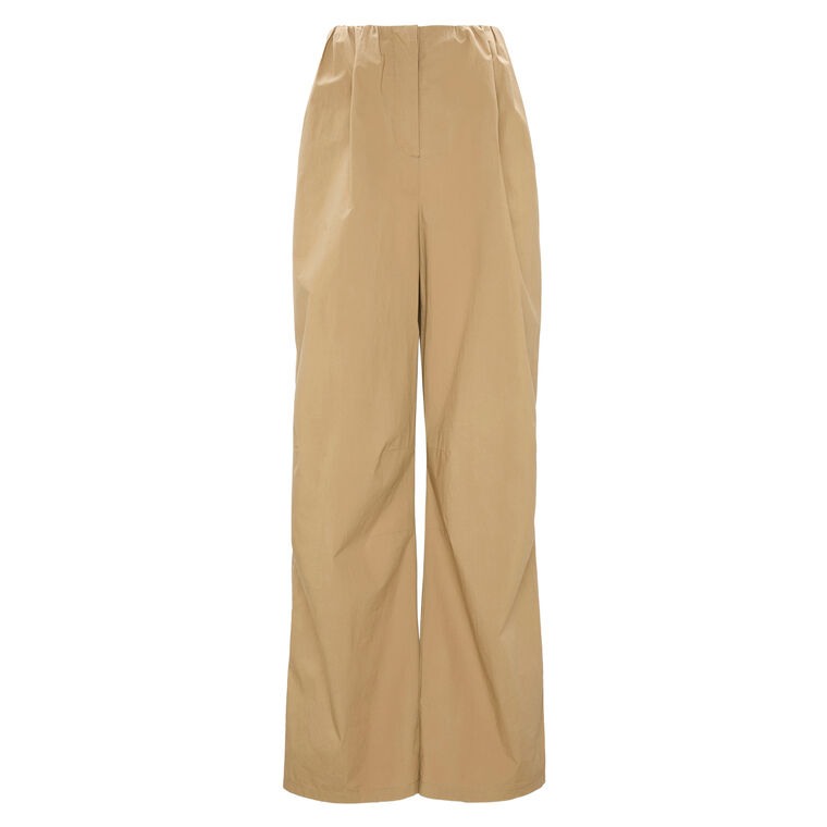 Poplin Power Pleated Wide-Leg Pants image number null