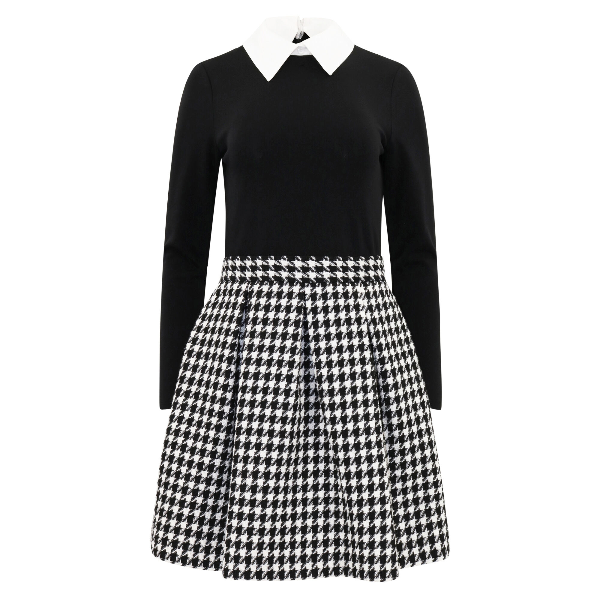 Chara Houndstooth Pleated Mini Dress Chara Houndstooth Pleated Mini Dress