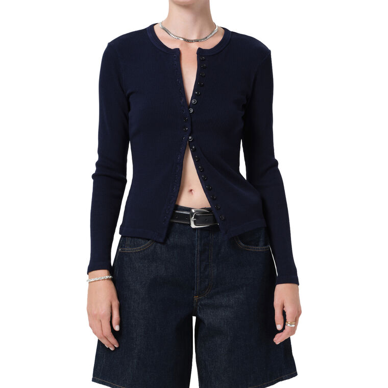 Kari Long Sleeve Ribbed Cardigan image number null