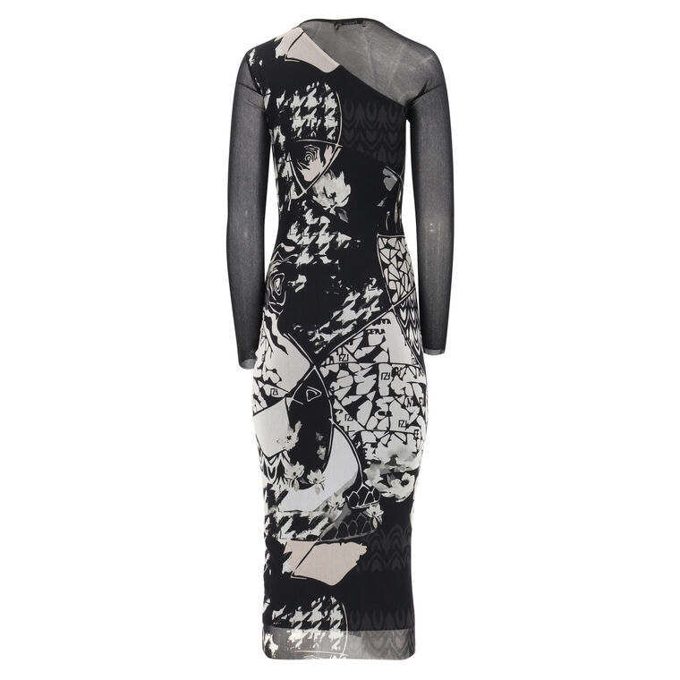 Asymmetric Neckline Long Sleeve Dress image number null