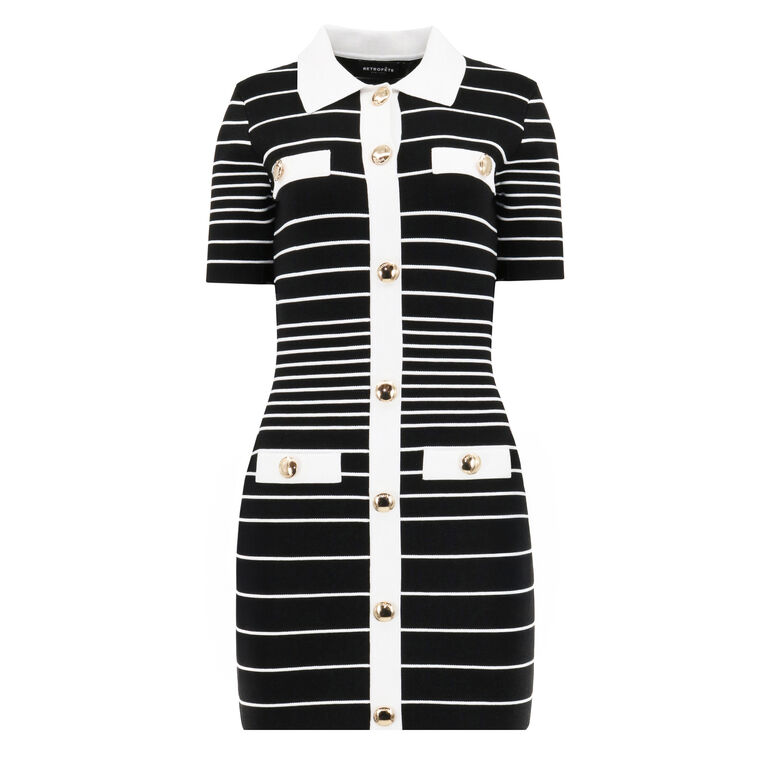 Kiersten Short Sleeve Metallic Knit Mini Dress image number null