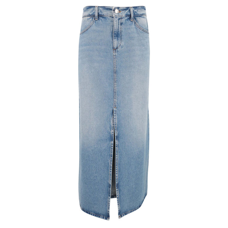 Long Denim Slit Skirt image number null
