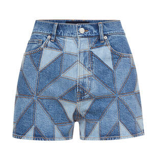 Elijah High-Rise Quilt-Print Denim Short