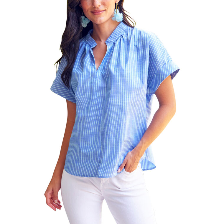 Jay Striped Cotton Chambray Top image number null
