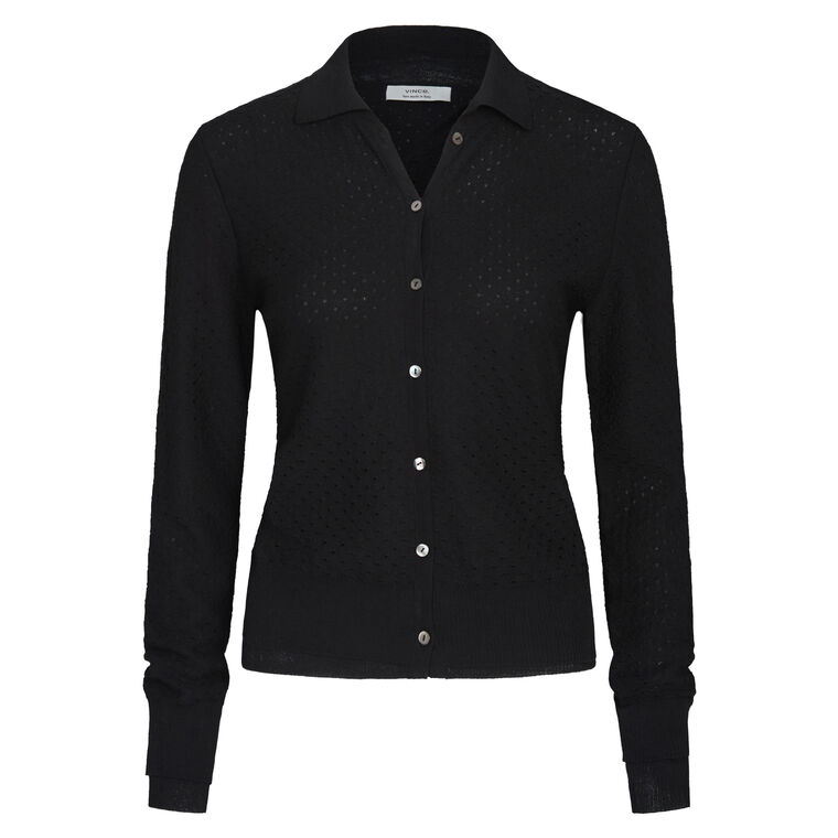 Italian Cotton-Blend Double Layer Mesh Cardigan image number null