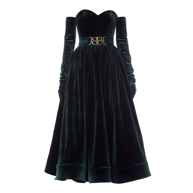 Inara Strapless Velvet Midi Dress image number null