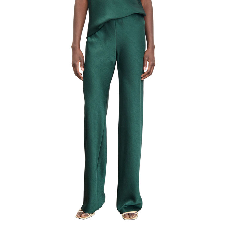 High Waisted Fluid Satin Bias Pant image number null