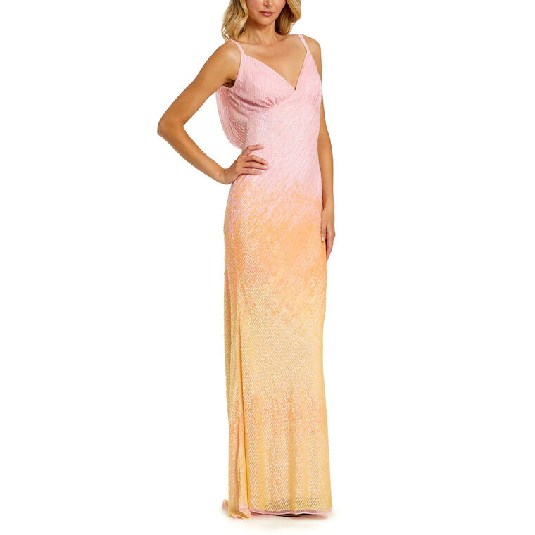 Ombre Sequined Cami Trumpet Gown image number null