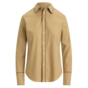 Long Sleeve Stretch Poplin Button-Up Shirt