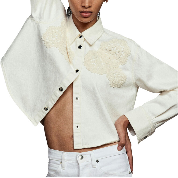 The Crochet Swing Denim Shirt image number null