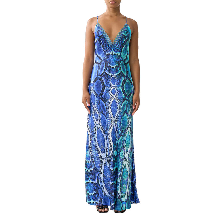 V-Neck Full Length Bias Slip Dress image number null