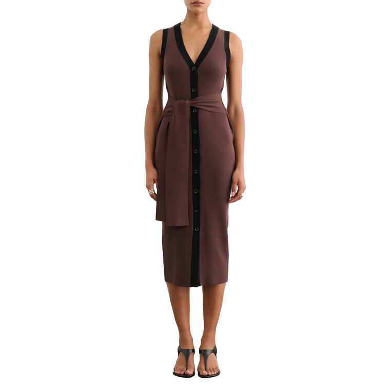 Victoria Tie Front Sleeveless Midi Dress image number null