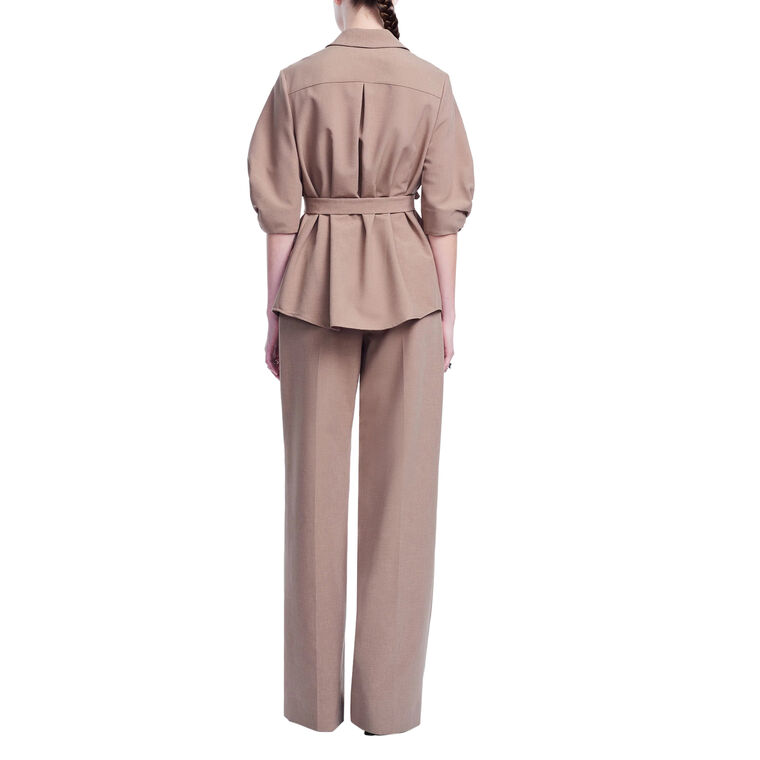 High Waisted Melange Crepe Pant image number null