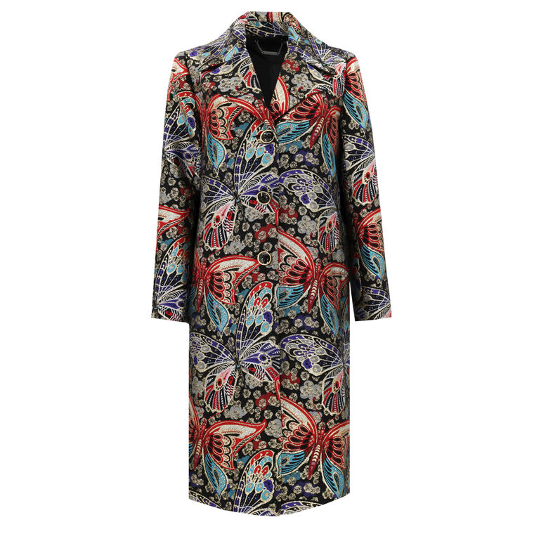 Raysun Butterfly Jacquard Midi Coat image number null