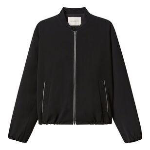 Zip Front Bomber Jacket With Contrast Piping