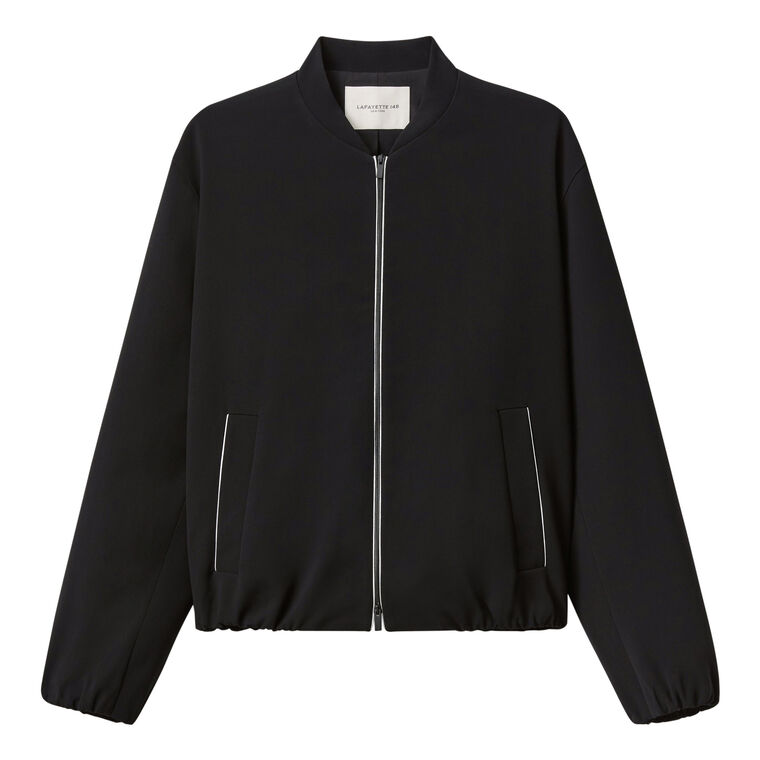 Zip Front Bomber Jacket With Contrast Piping image number null