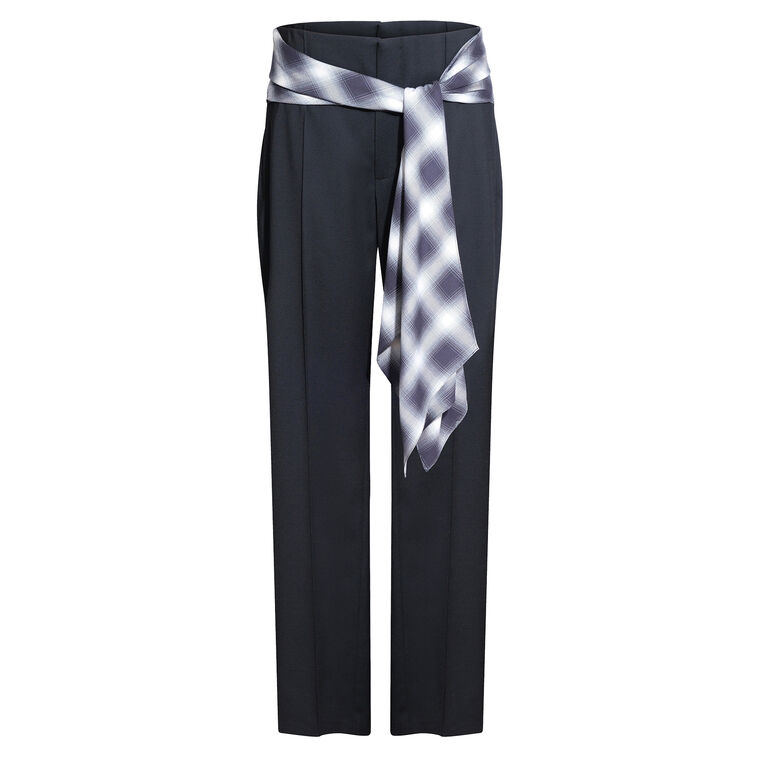 Ulla Mid Rise Straight-Leg Trouser With Plaid Tie image number null