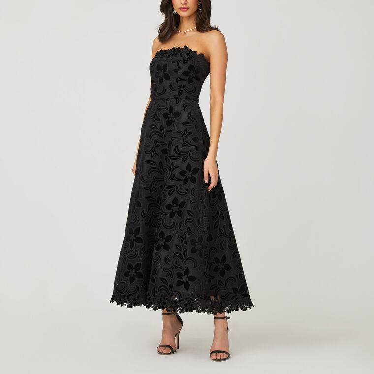 Anessa Velvet Floral Lace Dress image number null
