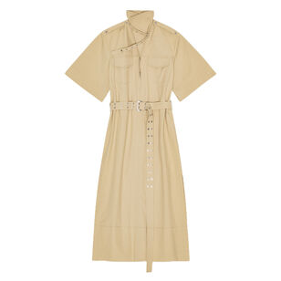 Short Sleeve Stretch Cotton Midi Dress
