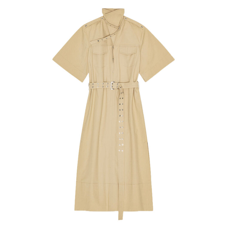 Short Sleeve Stretch Cotton Midi Dress image number null