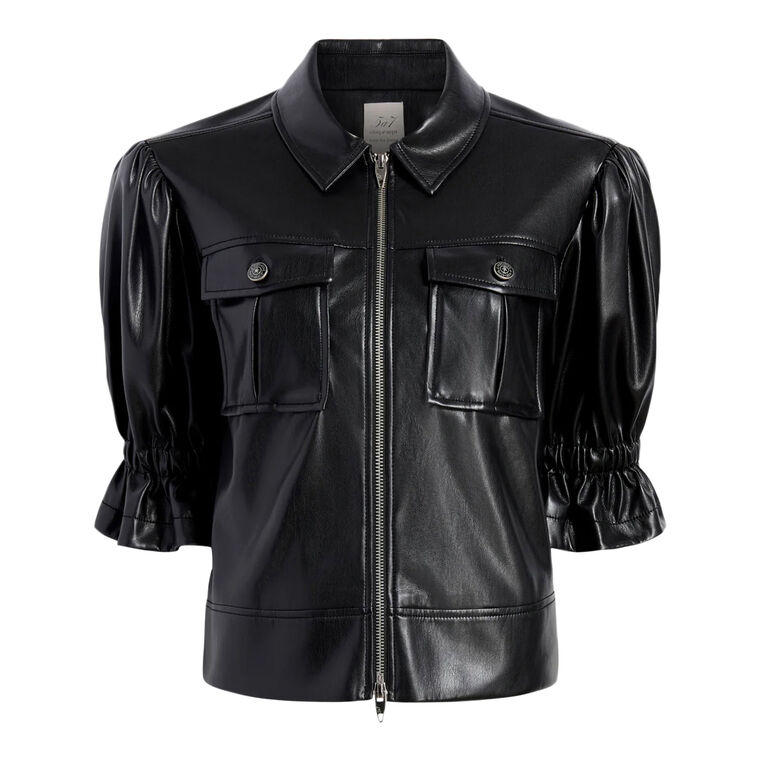 Lite Vegan Leather Puff Sleeve Holly Jacket image number null