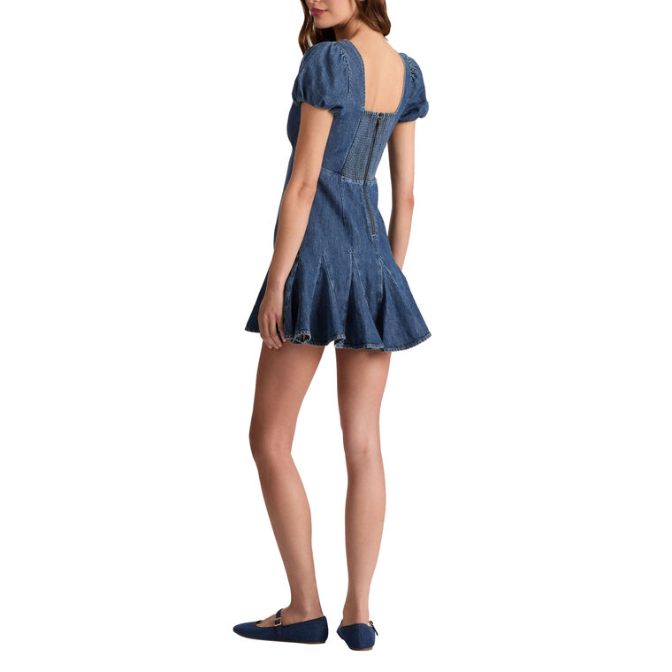 Fara Puff Sleeve Denim Mini Dress image number null