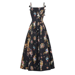 Sleeveless Coset Dress With Long Flared Skirt