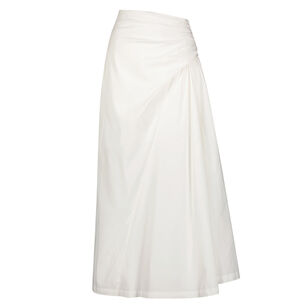 Draped Midi Bubble Skirt In Cotton Poplin