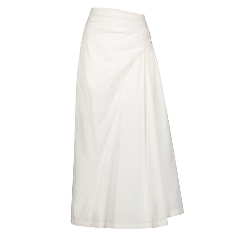 Draped Midi Bubble Skirt In Cotton Poplin image number null