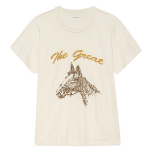 The Boxy Crewneck Tee With Horse Embroidery The Boxy Crewneck Tee With Horse Embroidery