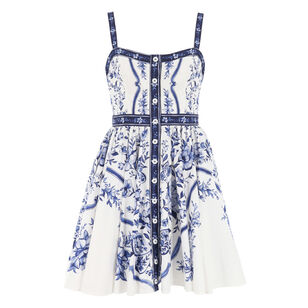Porcelain Garden Sleeveless Buttoned Mini Dress