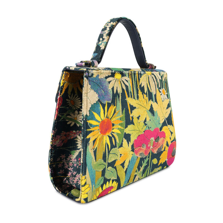 Jackie Printed Velvet Top Handle Bag image number null