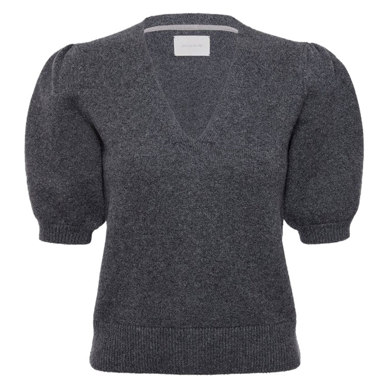 The Havana Puff Sleeve V-Neck Sweater image number null