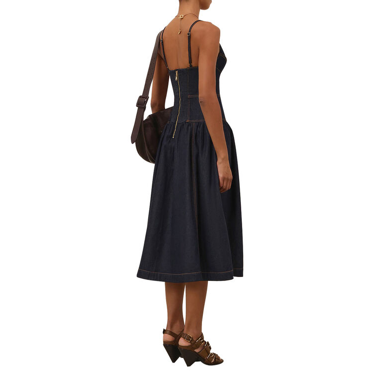 Sleeveless Denim Midi Dress image number null
