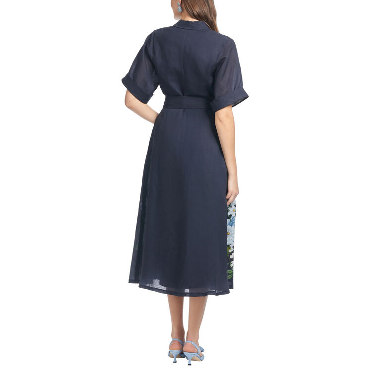 Joy Cuffed Sleeve Belted Midi Dress image number null