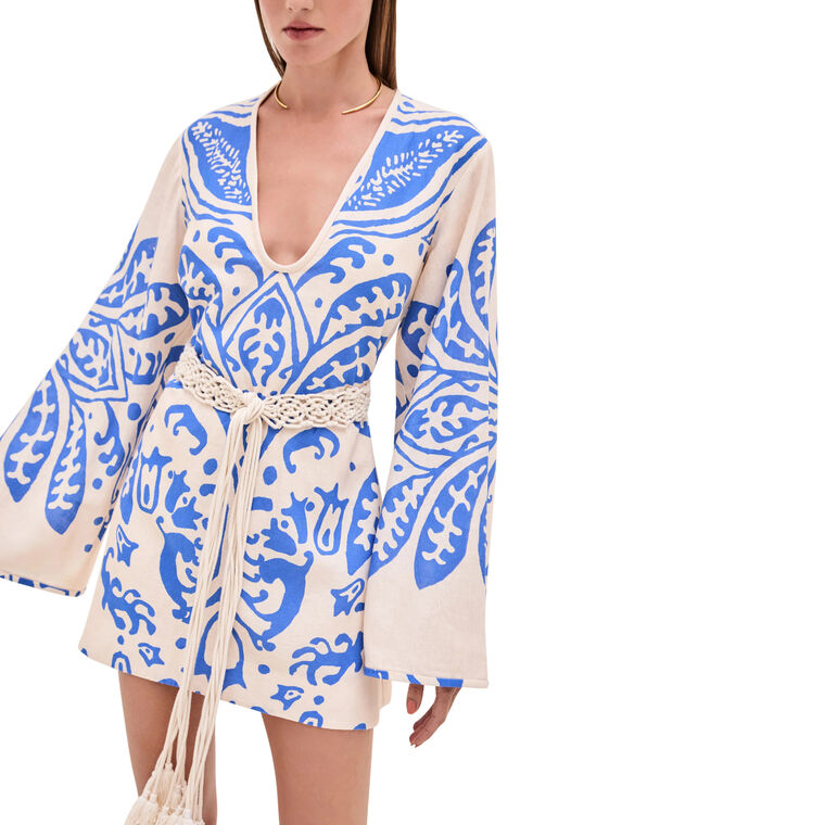 Noriko Long Sleeve Belted Mini Dress image number null