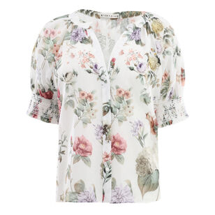 Thalia Puff Sleeve Button Down Top