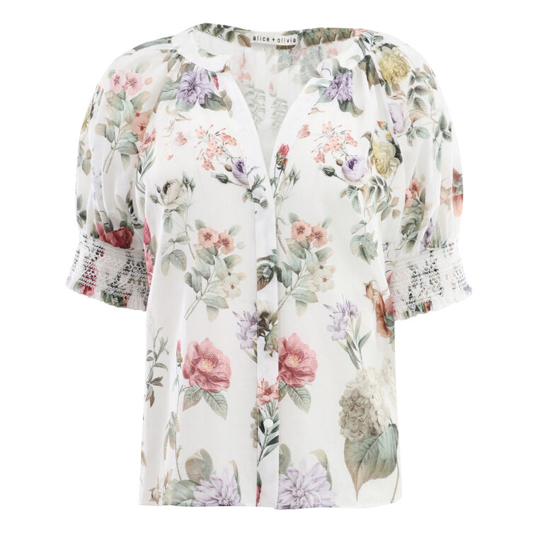 Thalia Puff Sleeve Button Down Top image number null