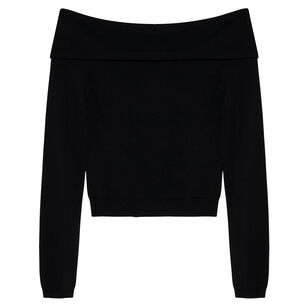 Delphia Off-Shoulder Merino Wool Sweater