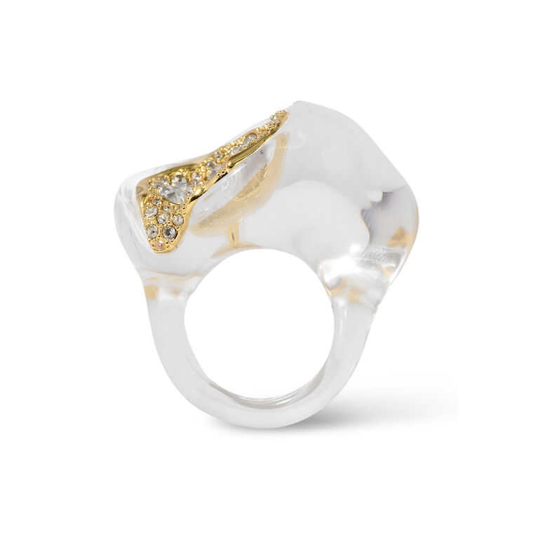 Liquid Lucite Crystal Pave Geode Ring image number null