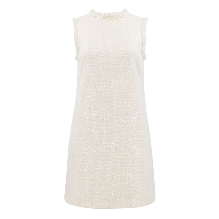 Boucle Pearl Trim Mini Dress image number null